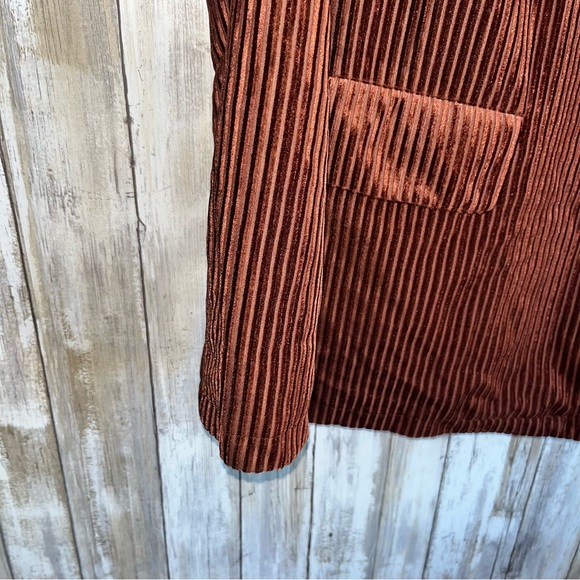 NWT Nasty Gal Striped Ribbed Velvet Say It Blazer Women 10 Button Pockets Lined - Picture 4 of 9